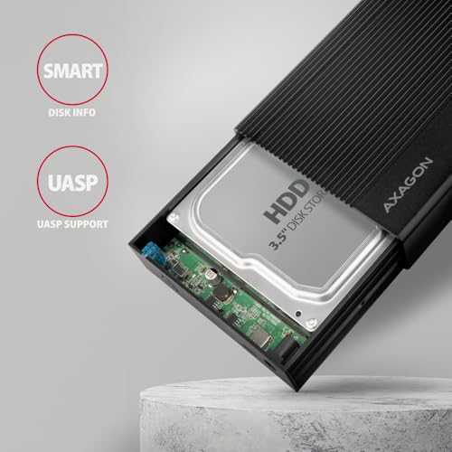 Carcasa externa AXAGON EE35-GTR USB-C 3.2 Gen 1 SATA 6G 3.5" negro miniatura 4