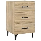 vidaXL Mesita de Noche Aparador Auxiliar Armario con Cajones Cama Dormitorio Habitación Almacenaje Madera Contrachapada Roble Sonoma 40x40x66 cm