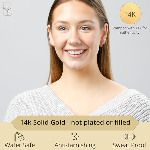 14k Solid Yellow Gold Hoops in Various Styles with Click-top Closures2