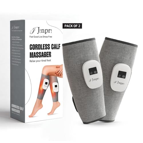 Image of JINPRIAir Compression Leg Massager with Heat - Cordless Calf for Circulation & Pain Relief Foot Therapy Machine Relaxing Men Women Shiatsu Kneading Massage (2)