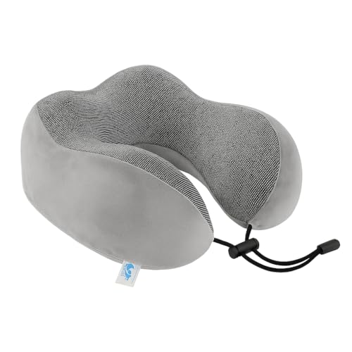 Travesseiro de Pescoço Formato U para Viagem Avião Carro Ônibus Almofada Ortopédica Ergonômica com Espuma Viscoelástica para Cervical, Cabeça e Pescoco Adulto - NRSHOP (Cinza)