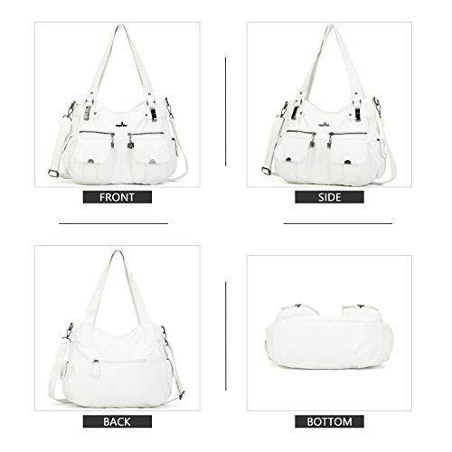 Image of Angel Kiss Women's Designer Handbag Large Double Zipper Multi Pocket Washed Leather Purse