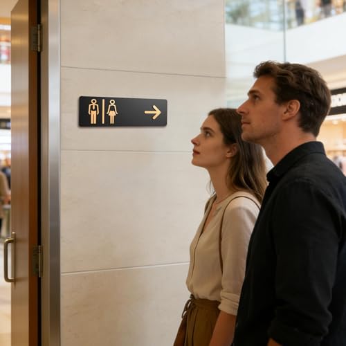 Señal de baño con un direccional izquierda derecha para hostelería 3