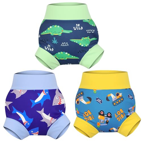 MOEMOE Baby Reusable Swim Diapers 3Pcs Comfortable Waterproof Baby Swim Diapers for Boys Swim Lesson 4T