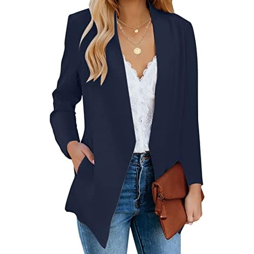 luvamia Women's Casual Long Sleeve Lapel Button Slim Work Office Blazer Jacket XX-Large C Outer Space Blue