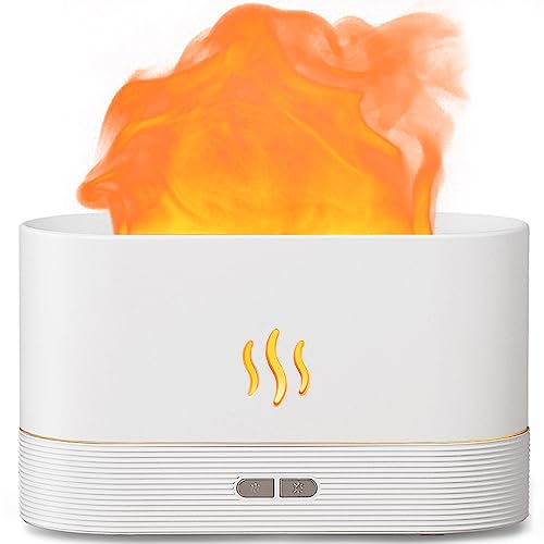 Flame Air Diffuser Humidifier,Upgraded Scent Diffuser For Essential Oils,Ultrasonic Aromatherapy,Fire Mist Humidi With 2 Brightness Modes,Auto-Off Portable Design Ideal For Room Home Office(White) #TOP2