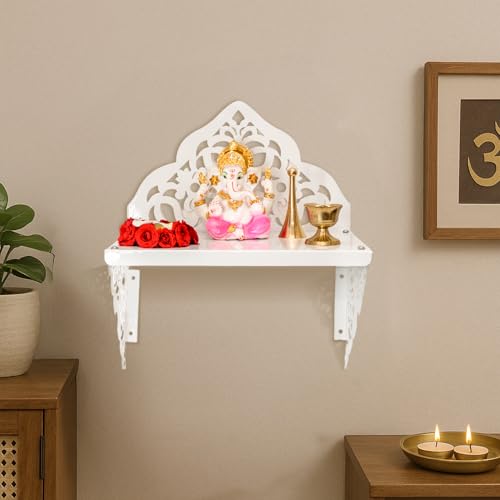 Image of Ekhasa Metal Pooja Mandir for Home Wall Mounted | Metal God Temple | Puja Stand for Office | Puja Mandir for Home | Pooja Unit for House | Temple for Office