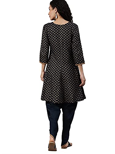 Image of INDO ERA Women's Solid Viscose Rayon Flared Kurta with Pant Set (IE26KS5NB1754)