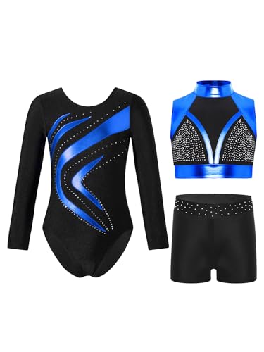 Maillot gym enfant extensible à bandes métalliques pour entraînement
