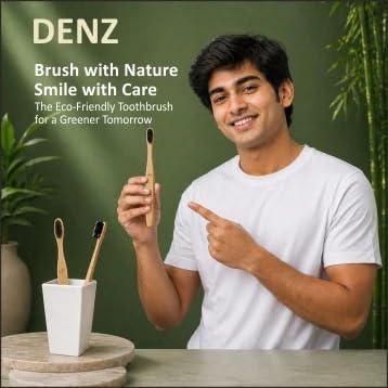 Image of DENZ Bamboo Charcoal Toothbrush for Adults, Pack of 4