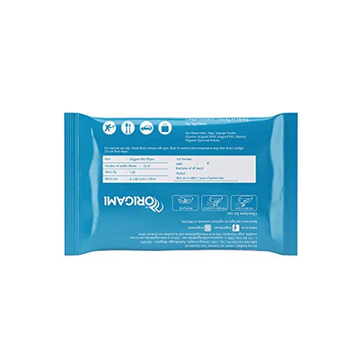 Image of Origami Wipes - 15 x 20 cm - 25 Pulls Per Pack - Pack of 4-100 Wipes - Cologne