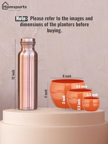 Image of Sunshine Solid Metal Tabletop Planters, Home Decor, Living Room, Office, Restaurant, Table Decor| (Set of 3, Without Plant) (Orange)