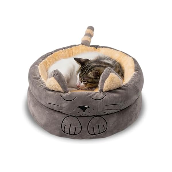 MANRED Katzenbett Für Den Innenbereich Weicher, 48 x 48 cm, 19 cm hoher Rand, Maschinenwäsche, rutschfest, Mit Abnehmbarem Kissen