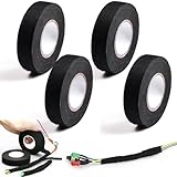 Wiring Harness Cloth Tape,4 PCS Electrical Tape Black Fabric Cloth Tape,19mmX15m Wiring Loom Tape,Wiring Harness Loom Insulating Tapes for Car,Heat Proof Cloth Electrical Tapes for Reduce Noise - Image 1