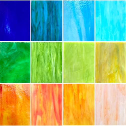 ILLUCKAI 12 Sheets Clear Textured Stained Glass 4 x 6 Inch Rainbow Iridescent Cathedral Art Sheet - Variety Textures for Glass Projects and Mosaic Crafts product thumbnail 10