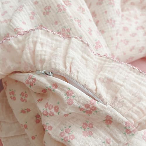 Image of BuLuTu Cute Floral Toddler Duvet Cover Soft Cotton Muslin Duvet Covers for Girls Kids Bedding Comforter Cover, 60 inchx78 inch, Galsang Print (No Filling)