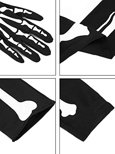 Guantes de ópera de esqueleto negro para evitar maquillaje en brazos 6