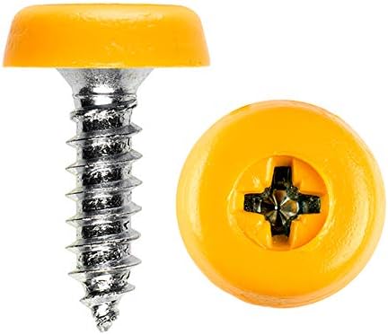 Number Plate Fixing Kit Oversized Screws Plastic Head Screws 2x Yellow 2x White