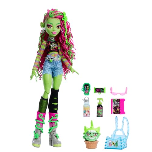 Monster High Venus McFlytrap Poupée avec chat Chewlian et accessoires tels qu’un sac à dos un carnet des encas et bien plus encore HRP81 - vue 5