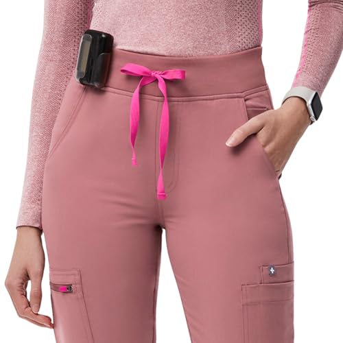 Image of FIGS YOLA High Waisted Skinny Scrub Pants for Women - 11 Pockets, 4-Way Stretch, Yoga Waistband