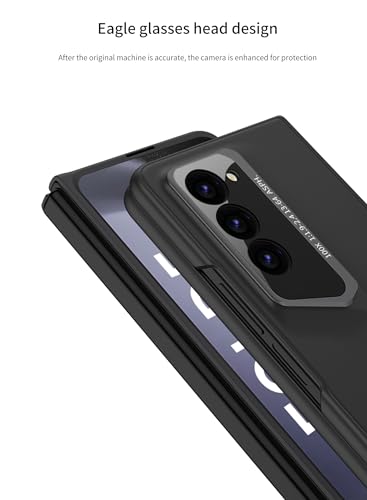 Image of Midkart Matte Case Compatible with Samsung Galaxy Z Fold 6 Release 2024 Ultra Thin Hard PC with Front Glass Cover Glossy Camera Protection, Black