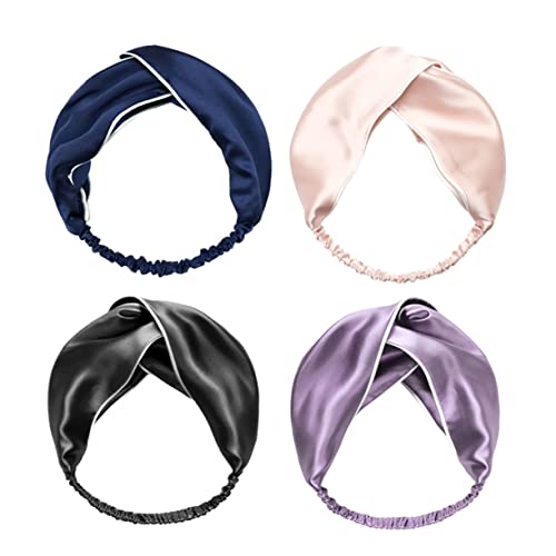 MUSISALY 4個滑らか伸縮性ヘッドバンド ば広 クロスノットデザイン レディース用 ヨガ メイクアップ 洗顔時にも 通気性素材