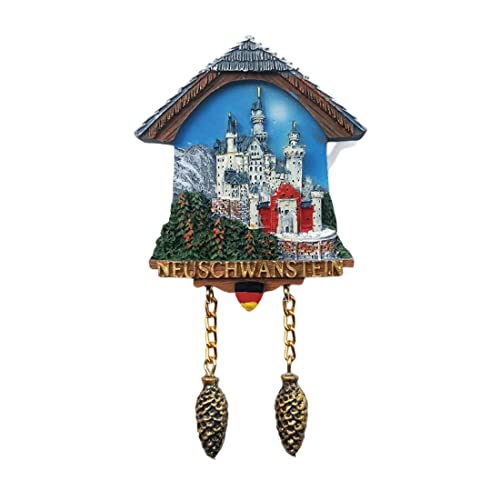Imán Decorativo Neuschwanstein 3D Reloj Cucú 7x12 cm miniatura 1