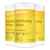 Amazon Basics Disinfecting Wipes, Lemon Scent, for Sanitizing, Cleaning & Deodorizing, 255 Count (3 Packs of 85), Packaging May Vary