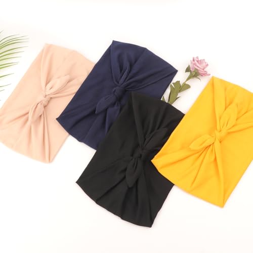 Image of DRESHOW 8 Pack Bow Headbands of Solid Color for Women's Hair Non Slip Wide Vintage Head Wraps Knotted Cute Hair Band Accessories
