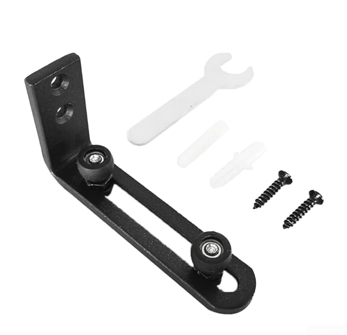 Double Wheel Barn Door Floor Guide – Adjustable Sliding Door Bottom Stopper for Smooth, Stable Movement, Carbon Steel Door Floor Hardware, Black