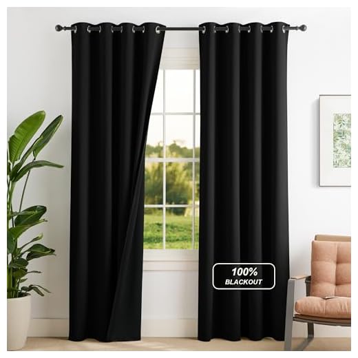NICETOWN 100% Blackout Curtains for Bedroom, Room Darkening Plylux Black Curtains 84 Inch Long Thermal Insulated Grommet Window Drapes for Living Room, 52" W x 84" L, 2 Panels