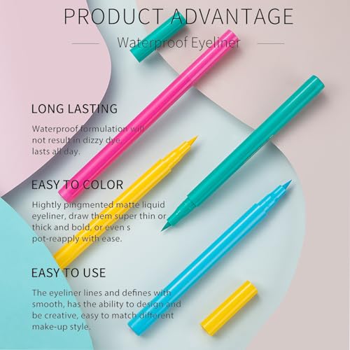 Liquid Eyeliner, Black Eyeliner Liquid, Long-lasting Colored Eyeliners, White Black Red Brown Green Purple Waterproof High-pigmented Colorful Eyeliners for Eye Makeup,1PC Black