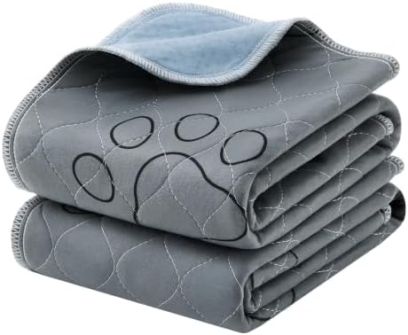 Feandrea Welpen-Unterlagen waschbar, auslaufsicher, 2er Set, 90 x 60 cm | Wiederverwendbare Matten für Hunde, Hundetoilette, rutschfest, super saugfähig, grau, BASCO Kollektion PTD