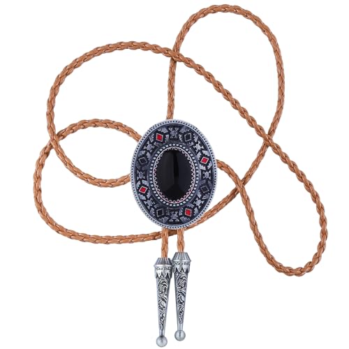 Image of Btilasif Bolo Tie Brown for Men, Scorpion Luminous Stone Cowboy Tie Western Leather Necktie Necklace for Women