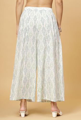 Image of Pistaa's Women's Regular Fit High Rise Pure Cotton Big Flair Printed Regular Palazzo