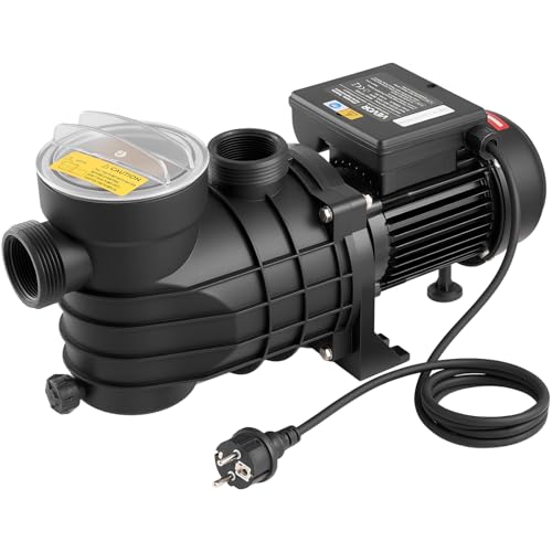 VEVOR Pompe Piscine Hors Sol 180 W Pompe Filtration Piscine 10800 L/h pour Piscines Hors Sol, Spa, Vitesse Unique, avec Panier Filtre, Couvercle, 2850 tr/min, Hauteur...