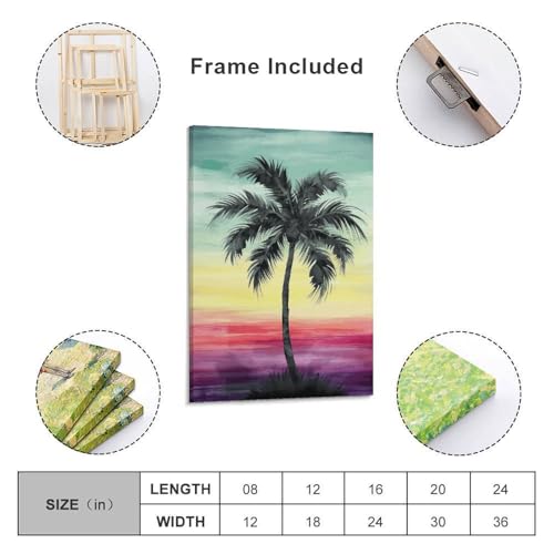 Toile murale palmier tropical decoration interieure maison 40x60