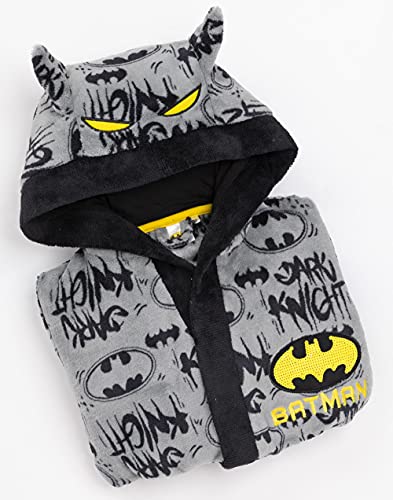 DC Comics Batman Dressing Gown Boys Kids Grey Dark Knight Pjs Bathrobe3