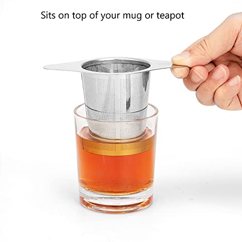 Stainless Steel Tea Infuser, JEXCULL Premium Tea Strainer with Two Handles & Large Capacity for Loose Tea Leaf, Classic Metal Mesh Tea Filter for Cups, Mugs, Teapots - Thumbnail 4