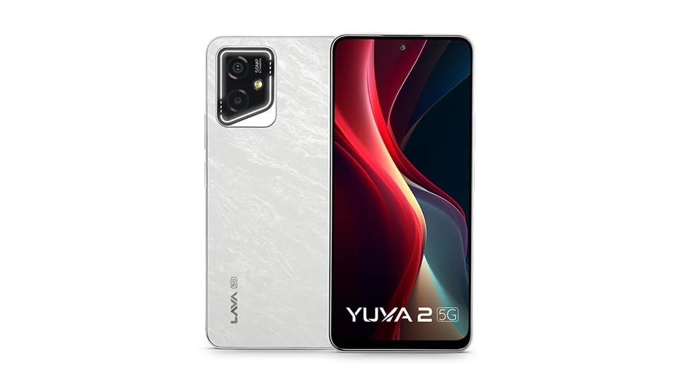 Image of Lava Yuva 2 5G Smartphones (Marble White, 4GB+4GB RAM, 128GB Storage) |Octacore T760 5G 6nm | 50 MP AI Camera |5000 mAh Battery