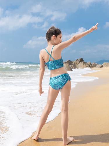 Image of Angel season Girls Swimsuit Bikini Set Two Piece Tankini Bathing Suit Teens High Waisted Beach Swimwear Cute Size 7-14