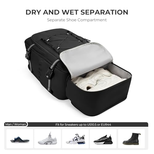 Image of CLUCI Travel Backpack 30L, Waterproof Laptop Backpack Fits 17.3 Inch Laptop, Carry On Backpack with shoe compartment, Durable Expandable Go Bag, Large Hiking Backpack for Men Women（Black）