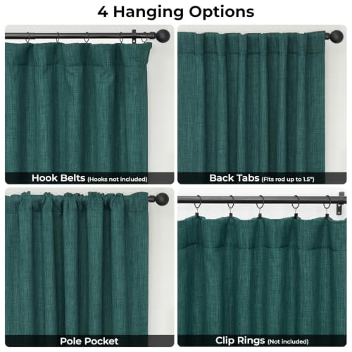 Image of HPD Half Price Drapes - Faux Linen Curtains for Living Room (1 Panel) - 100W X 120L - Extra Wide Textured Room Darkening Curtains for Bedroom 120 Inches Long - Drapes for Home Decor, Slate Teal