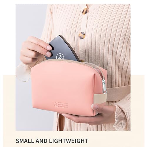 Image of Cortina Pouch for Travel Makeup Bag, Makeup Organizer Bag, Cosmetic Bag Makeup Bag for Women, Toiletry Bag for Travel Tools 16.5x7x11.5cm, Small, Peach | Compact travel toiletry and cosmetic organizer for women, sized 16.5x7x11.5cm in peach
