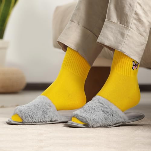 Image of Eurzom 10 Pairs Socks Womens Crew Elastic Ankle Length Cotton Socks Aesthetic Cute Lightweight Low Cut Gifts for Women