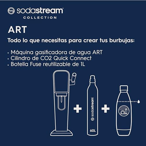 Miniatura 3 de Sodastream Art - Máquina Gasificadora De Agua, Con 1 Botella Fuse De 1 L De Plástico Reutilizable Y 1 Cilindro De Gas Quick Connect, Hasta 60l De Agua Con Gas, Diseño Elegante, Uso Fácil, Color Negro