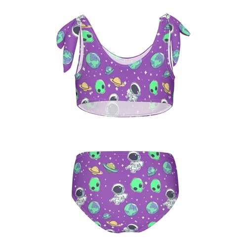Image of Wusikd Pink Bows Girls Swimsuits Two Piece Hearts Ribbons Swimwear Bikini Set for for Girls Size 11-12T