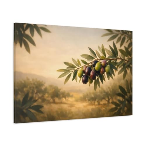 Toile olive branch mediterranean grove canvas impression horizontale 90x60 cm grand tableau nature