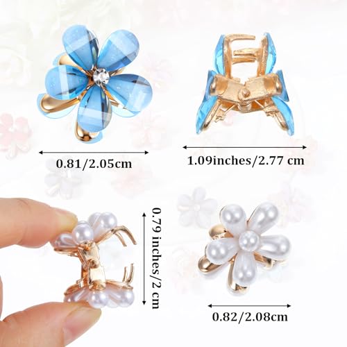 16 piezas pinzas mini flor de cristal, clips para cabello antideslizantes con diseño de garra floral para mujeres y niñas miniatura 2
