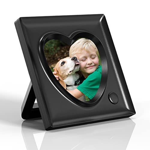 KWANWA Recordable Picture Frame 20-Second Voice Recording 3.9x3.9 Heart Shape Photo Frame Personalized Keepsake for Loved Ones Memorial Long Distance Birthday Christmas Mothers Day Wedding Tabletop Display for Home Office Desk